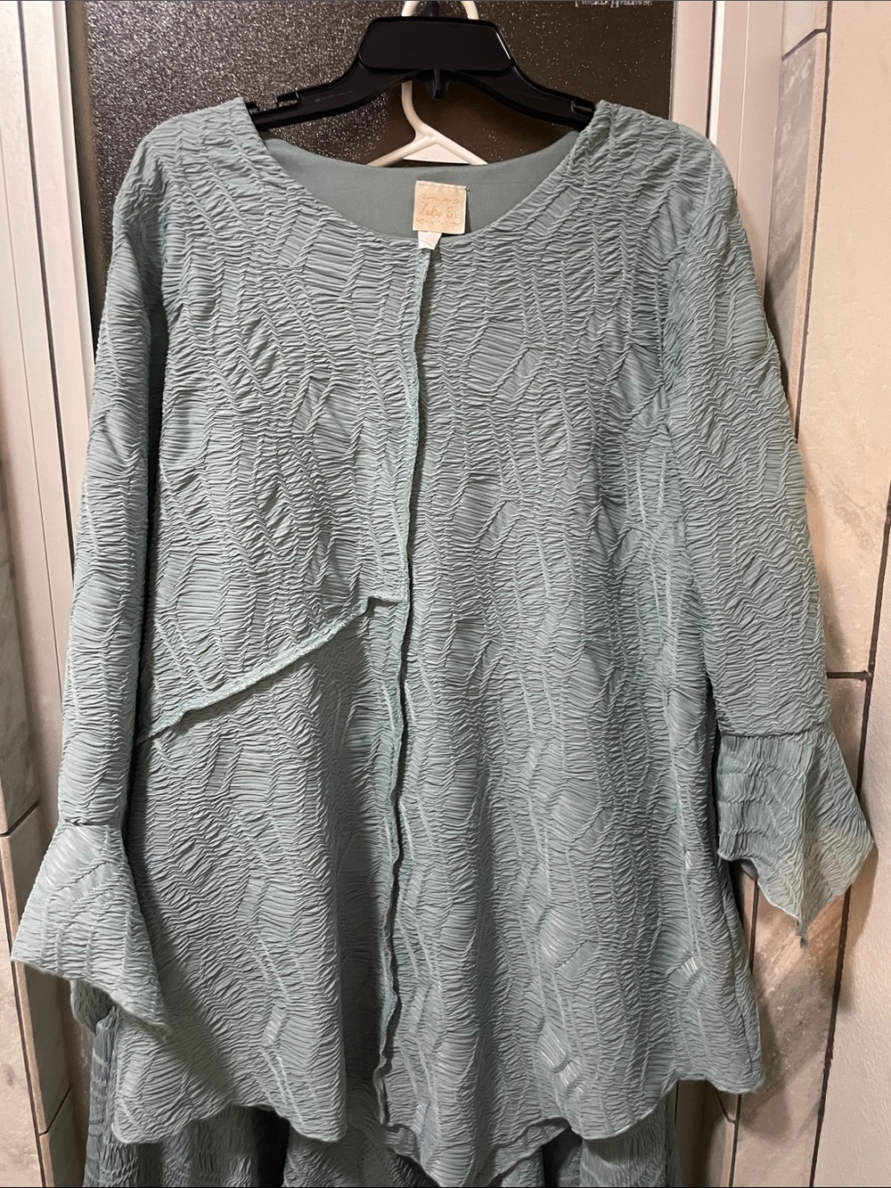Women's Lightweight Textured Skirt Set in Sage Green